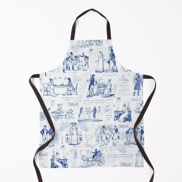 Item preview, Pride and Prejudice Blue Toile Illustrations Quotes Pattern designed and sold by tanjica.