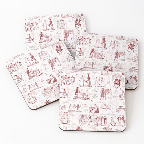 Item preview, Pride and Prejudice Red Toile Illustrations and Quotes  designed and sold by tanjica.