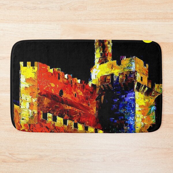 Item preview, Jerusalem Modern Abstract Psychedelic Old Walled City Tower of David Print designed and sold by posterbobs.