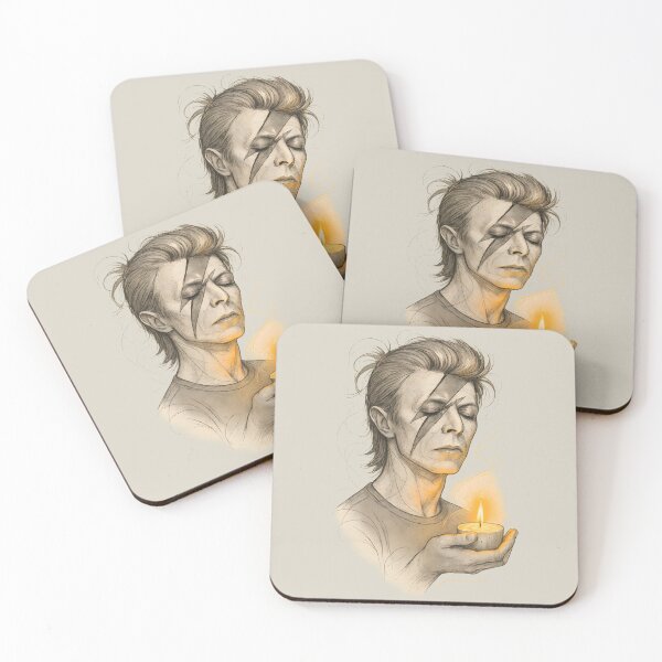 Item preview, Aladdin Sane Tribute Art – David Bowie Candlelight Memorial Illustration designed and sold by Shoot-The-Moon.