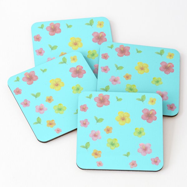 Item preview, Summer exotic little flowers trendy pattern tourquise background designed and sold by HandmadeMood.