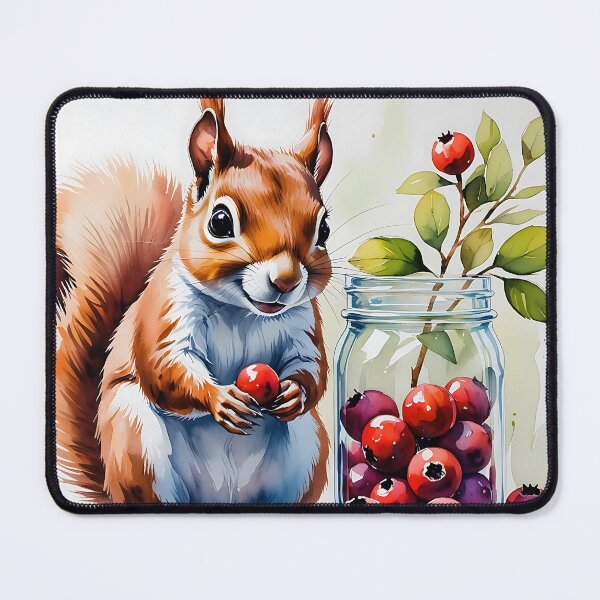 Item preview, Curious Squirrel & Berry Jar – Pastel Cottagecore Scene designed and sold by Mos Thainique.