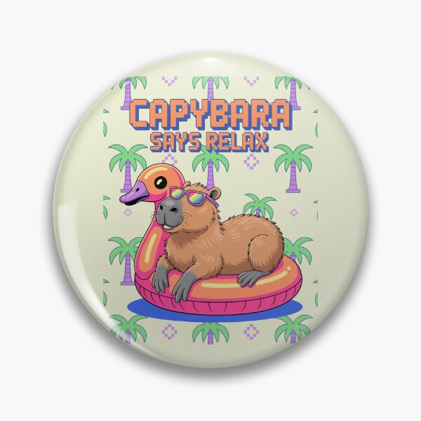 Item preview, Cute Cartoonish Retro Wave Capybara Relax designed and sold by MonkiFlipp.