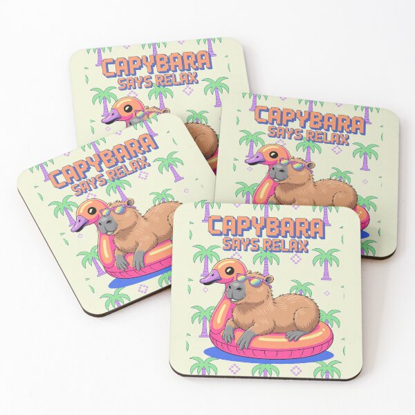 Item preview, Cute Cartoonish Retro Wave Capybara Relax designed and sold by MonkiFlipp.