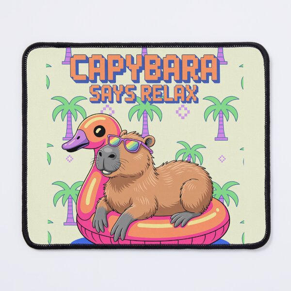 Item preview, Cute Cartoonish Retro Wave Capybara Relax designed and sold by MonkiFlipp.