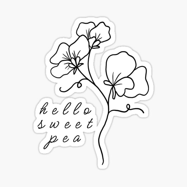 Item preview, hello sweet pea line drawing designed and sold by abi bryan design.