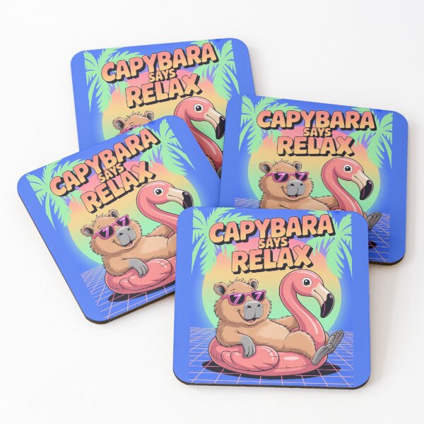 Item preview, Cute Cartoonish Retro Wave Capybara Relax designed and sold by MonkiFlipp.