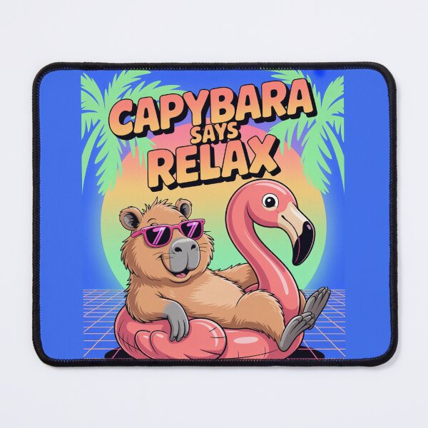 Item preview, Cute Cartoonish Retro Wave Capybara Relax designed and sold by MonkiFlipp.