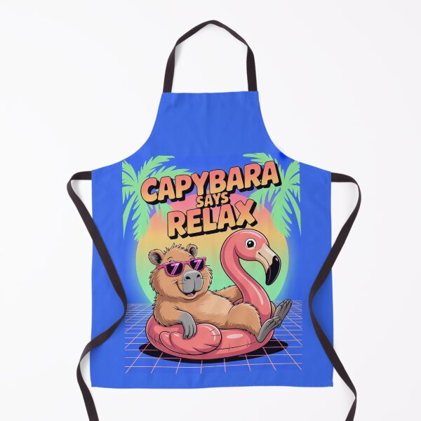 Item preview, Cute Cartoonish Retro Wave Capybara Relax designed and sold by MonkiFlipp.