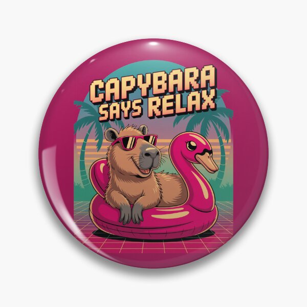 Item preview, Cute Cartoonish Retro Wave Capybara Relax designed and sold by MonkiFlipp.