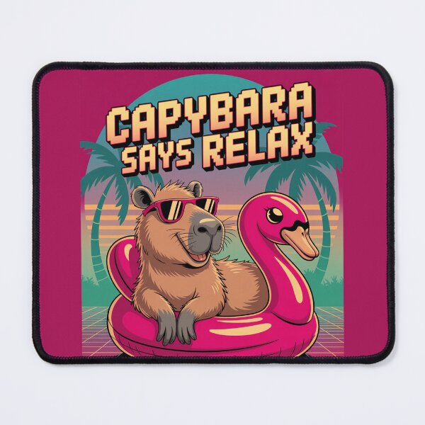 Item preview, Cute Cartoonish Retro Wave Capybara Relax designed and sold by MonkiFlipp.