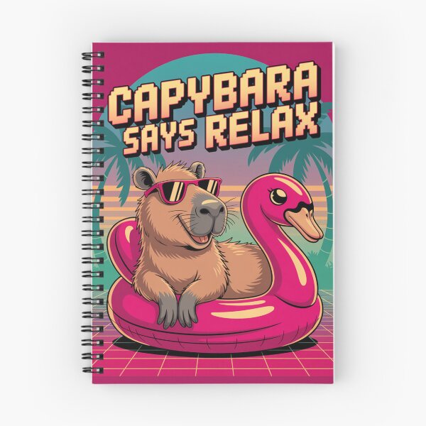 Item preview, Cute Cartoonish Retro Wave Capybara Relax designed and sold by MonkiFlipp.