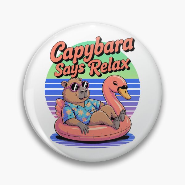 Item preview, Cute Cartoonish Retro Wave Capybara Relax designed and sold by MonkiFlipp.