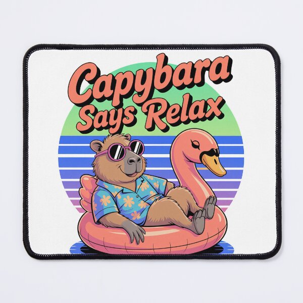 Item preview, Cute Cartoonish Retro Wave Capybara Relax designed and sold by MonkiFlipp.