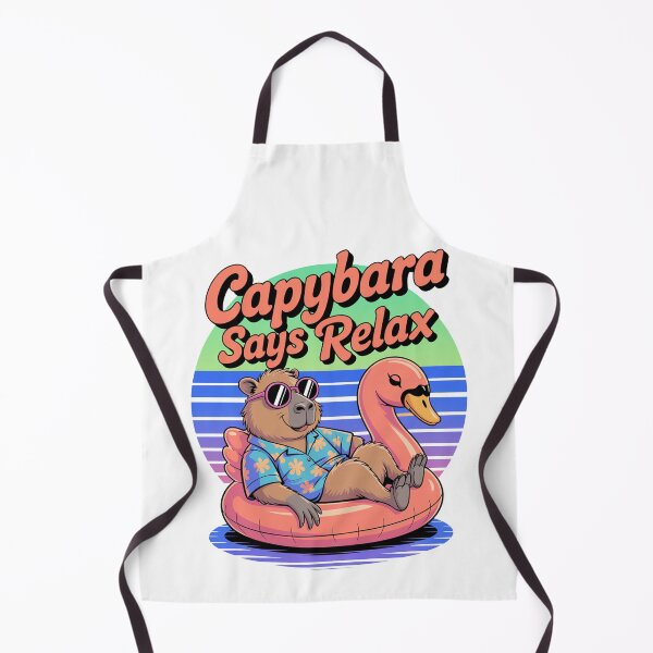 Item preview, Cute Cartoonish Retro Wave Capybara Relax designed and sold by MonkiFlipp.