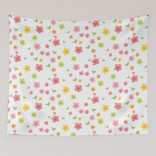 Item preview, Summer exotic little flowers trendy pattern white background designed and sold by HandmadeMood.