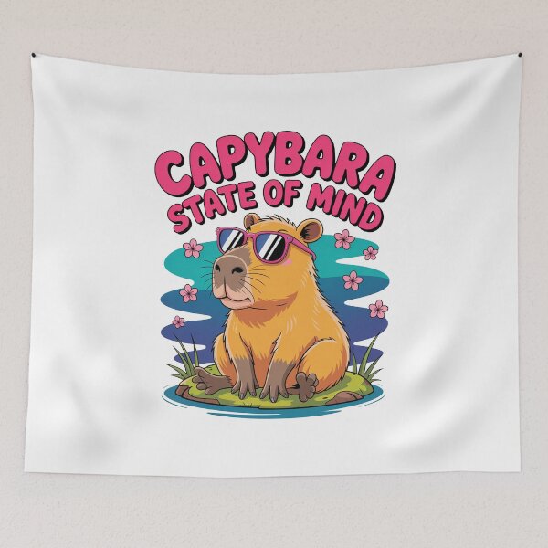 Item preview, Cute Cartoonish Capybara State Of Mind designed and sold by MonkiFlipp.