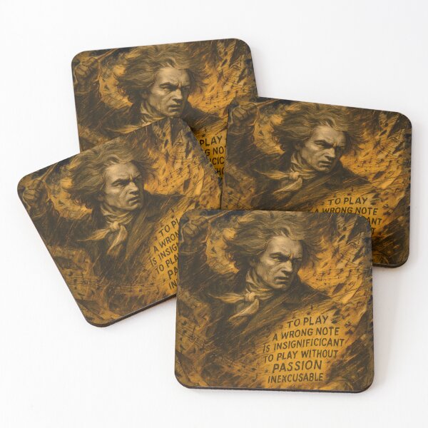 Item preview, Beethoven Quote Art – Play With Passion Not Perfection Illustration designed and sold by Shoot-The-Moon.