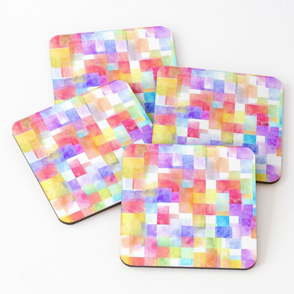 Item preview, Vibrant Watercolor Squares Floating On White Background designed and sold by Piotrek0001.