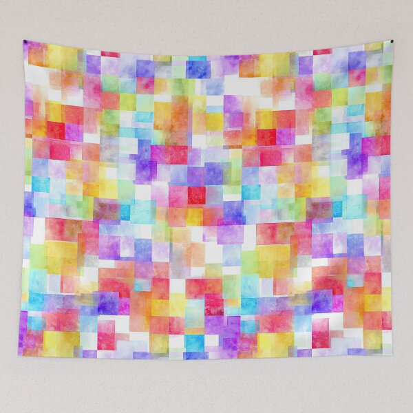 Item preview, Vibrant Watercolor Squares Floating On White Background designed and sold by Piotrek0001.