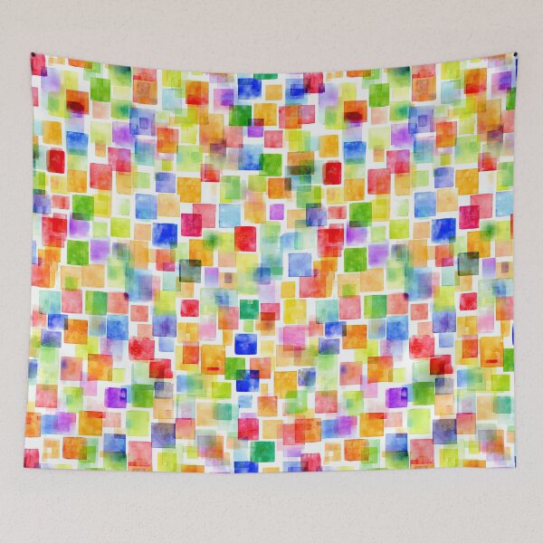Item preview, Whimsical Watercolor Pattern With Repeating Square Motif designed and sold by Piotrek0001.