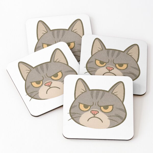 Item preview, Angry Gray Tabby Cat – Fierce Cartoon Face designed and sold by FriskySloths.