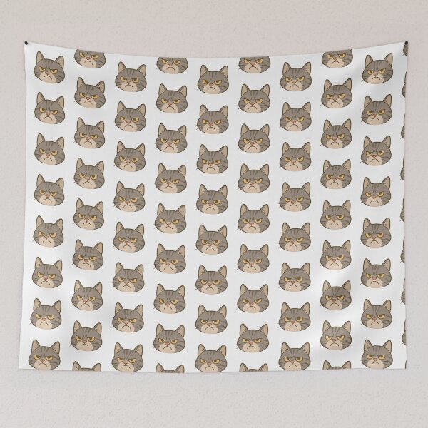 Item preview, Angry Gray Tabby Cat – Fierce Cartoon Face designed and sold by FriskySloths.