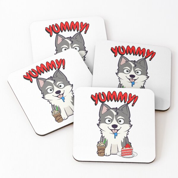 Item preview, Funny Husky dog is enjoying coffee and cake designed and sold by Pet Station.