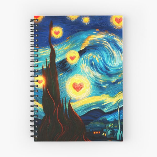 Item preview, Starry Night Lake with Glowing Hearts – Romantic Van Gogh-Inspired Scene designed and sold by EmeraldeaArt.