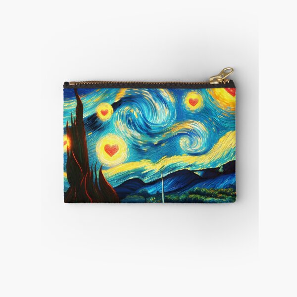 Item preview, Starry Night Lake with Glowing Hearts – Romantic Van Gogh-Inspired Scene designed and sold by EmeraldeaArt.