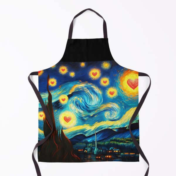 Item preview, Starry Night Lake with Glowing Hearts – Romantic Van Gogh-Inspired Scene designed and sold by EmeraldeaArt.