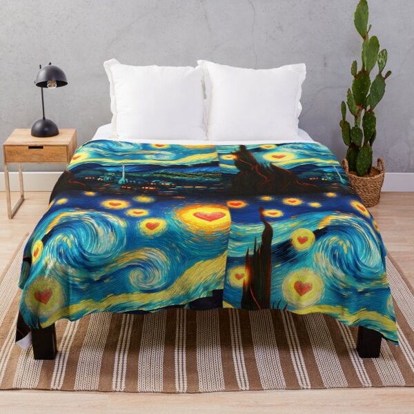 Item preview, Starry Night Lake with Glowing Hearts – Romantic Van Gogh-Inspired Scene designed and sold by EmeraldeaArt.