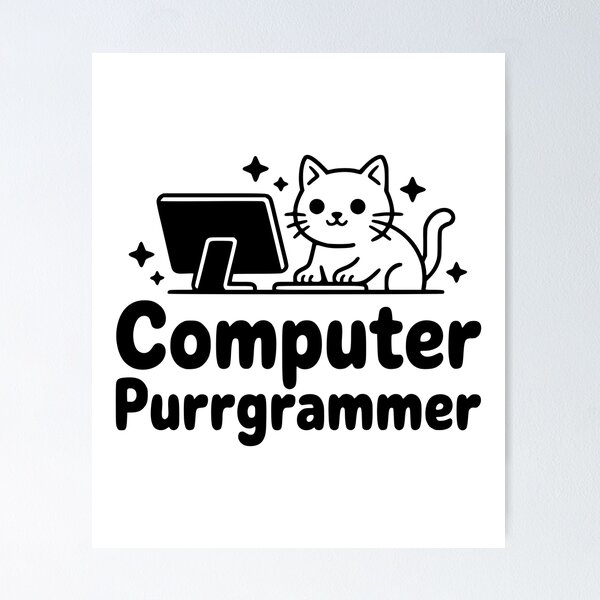 Item preview, Computer Purrgrammer! Cute Programming Cat designed and sold by PMCreative.