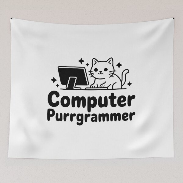 Item preview, Computer Purrgrammer! Cute Programming Cat designed and sold by PMCreative.