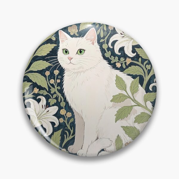 Item preview, White Cat in Floral Wreath designed and sold by Kayslab.