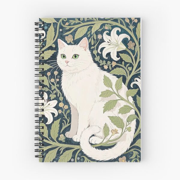 Item preview, White Cat in Floral Wreath designed and sold by Kayslab.