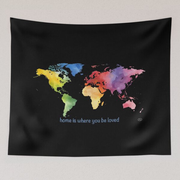Item preview, Home is where you be loved - rainbow world map designed and sold by MoodfullArtGang.