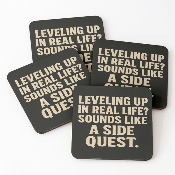 Item preview, “Leveling Up in Real Life? Sounds Like a Side Quest – Minimalist Gaming Design” designed and sold by GeekGliter.
