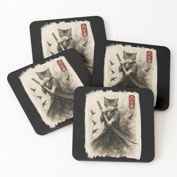 Item preview, Samurai Cat Graphic Tee Warrior Vintage Japanese Art Anime designed and sold by Addictive design.