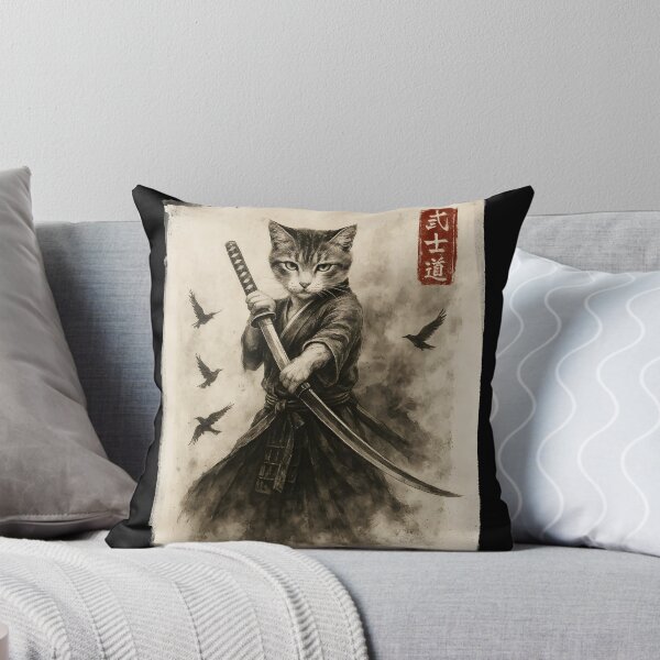 Item preview, Samurai Cat Graphic Tee Warrior Vintage Japanese Art Anime designed and sold by Addictive design.