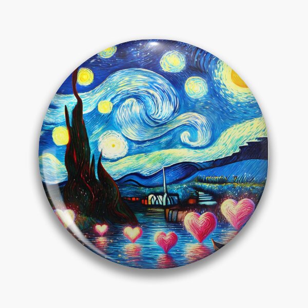 Item preview, Red Glowing Hearts Over Starry Night River – Romantic Dreamscape designed and sold by EmeraldeaArt.