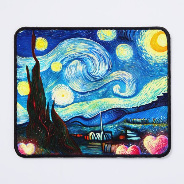 Item preview, Red Glowing Hearts Over Starry Night River – Romantic Dreamscape designed and sold by EmeraldeaArt.