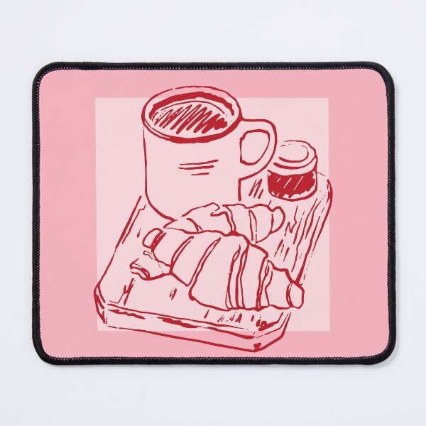 Item preview, Pink Coffee and Croissants - Breakfast Art - Minimalist Continuous Lineart designed and sold by StudioKitti.
