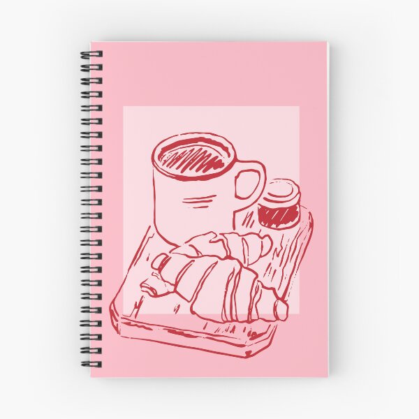 Item preview, Pink Coffee and Croissants - Breakfast Art - Minimalist Continuous Lineart  designed and sold by KittyStrand.
