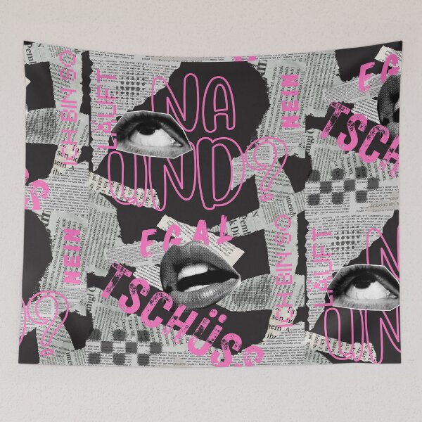 Item preview, Y2K Pop Art Collage EGAL NEIN TSCHÜSS Na Und Grunge Ästhetik Emo Pink Schwarz Zeitung designed and sold by MeowcuryRising.