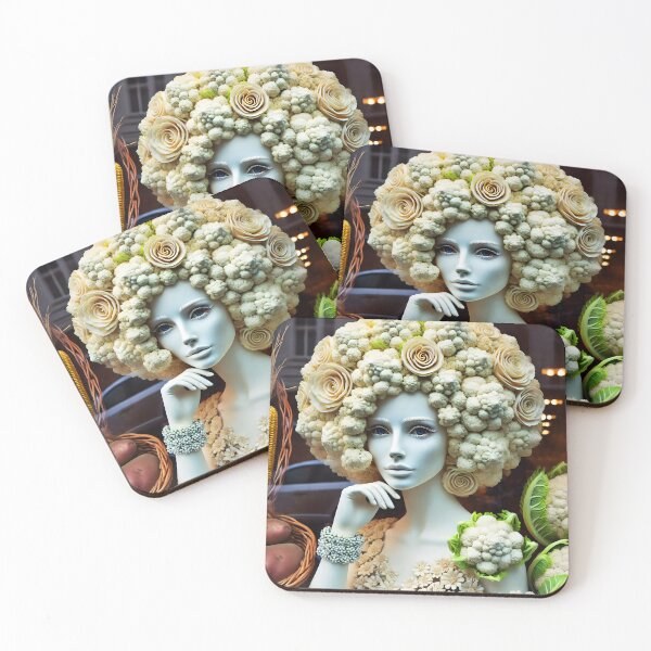 Item preview, Cauliflower Couture – Delicate Surreal Vegetable Fashion Art designed and sold by EmeraldeaArt.