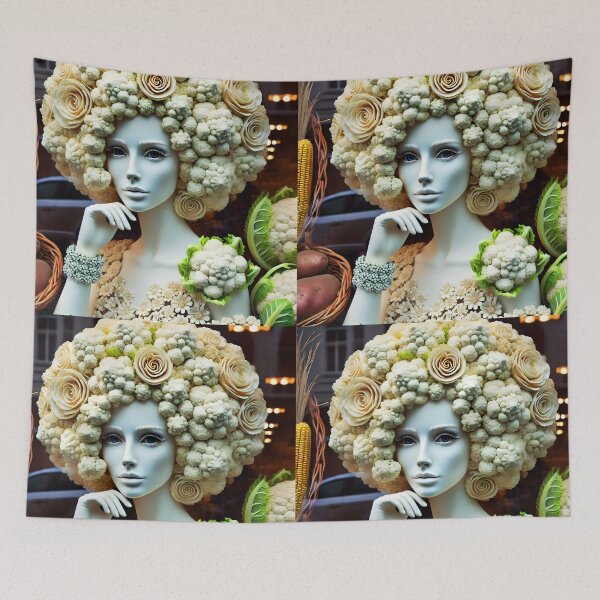Item preview, Cauliflower Couture – Delicate Surreal Vegetable Fashion Art designed and sold by EmeraldeaArt.