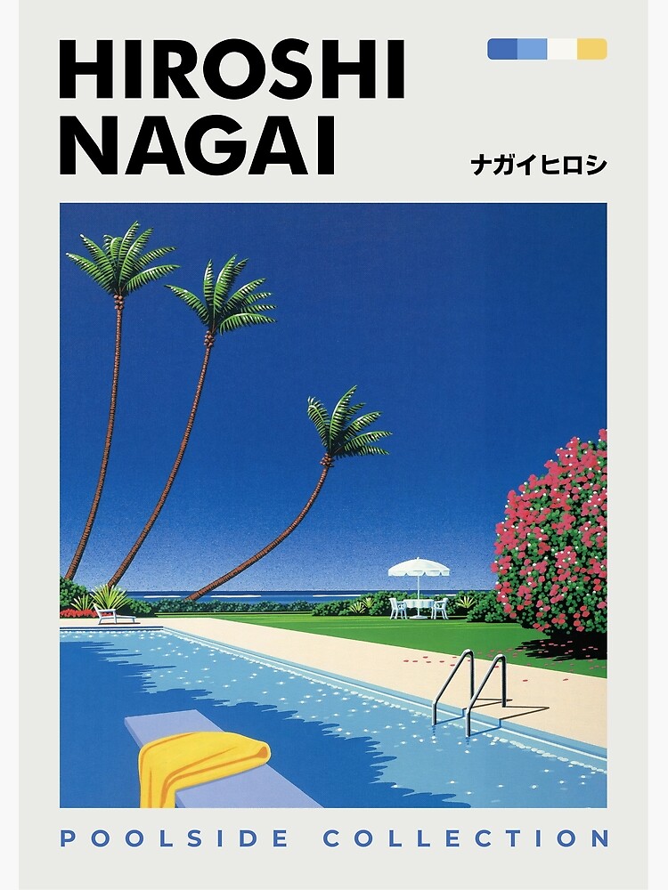 Aperçu 3 sur 3. Poster avec l'œuvre Affiche de l'exposition Hiroshi Nagai Print Collection Poolside Vaporwave Summer Vintage Retro Japanese Art créée et vendue par Nicodemuss.