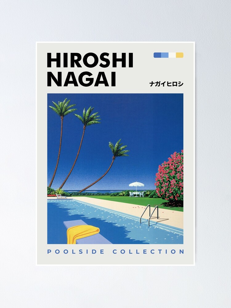 Aperçu 1 sur 3. Poster avec l'œuvre Affiche de l'exposition Hiroshi Nagai Print Collection Poolside Vaporwave Summer Vintage Retro Japanese Art créée et vendue par Nicodemuss.