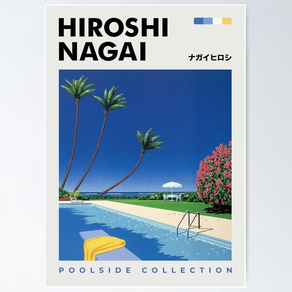 Item preview, Hiroshi Nagai Print Exhibition Poster Poolside Collection Vaporwave Summer Vintage retro Japanese Art designed and sold by Nicodemuss.